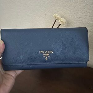 Prada Blue Saffiano leather wallet